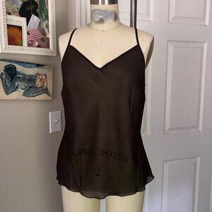 NEW DIRECTIONS Brown Silky sheer layering Camisole Slip Tank *MEIUM*  B175